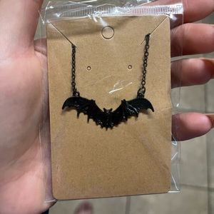 Black bat necklace halloween goth spooky (bundle with bat backpack for discount)